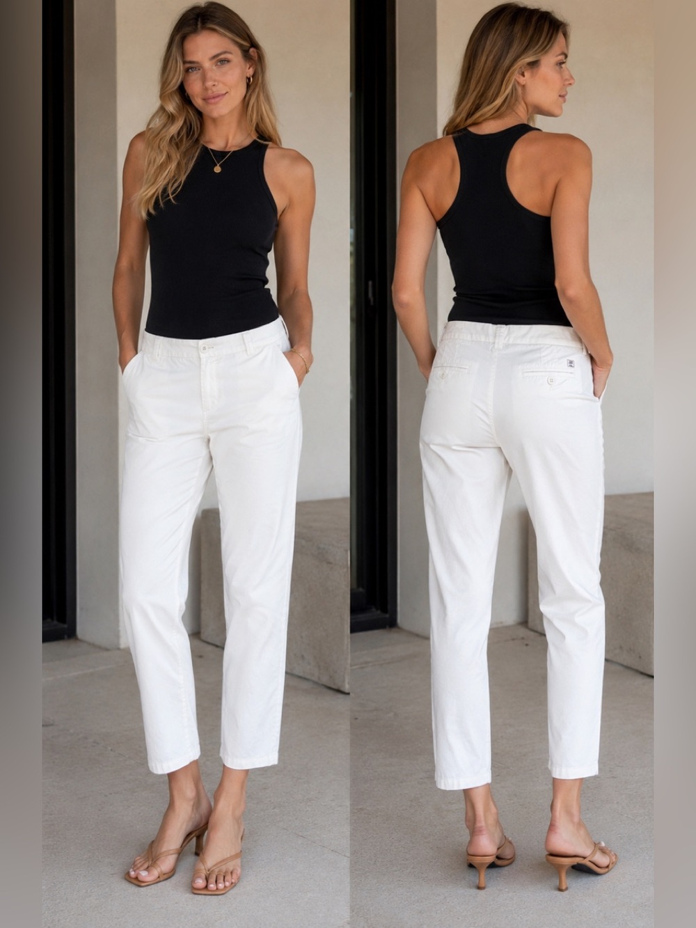 Tommy Hilfiger women's white cotton chino trouser pants Sz 16